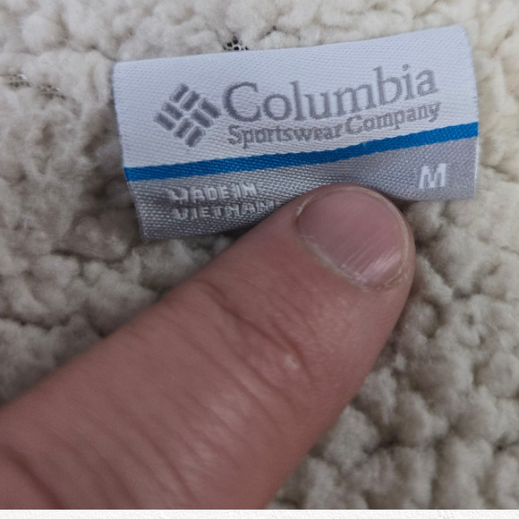 Columbia Gray Asymmetrical Snap Fleece Jacket Sherpa Lined Coat Size Medium - Picture 6 of 10